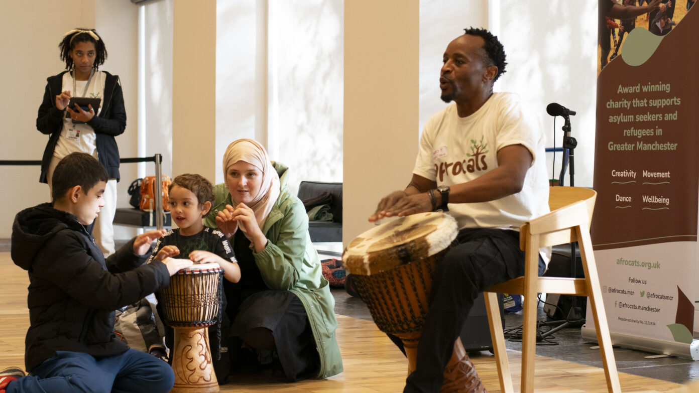 Musician drumming